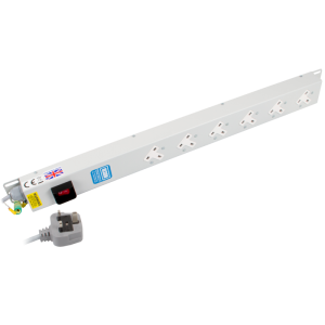 6 Way 13A Sockets Angled Left Illuminated Main Switch 13A Plug PDU - Image 1