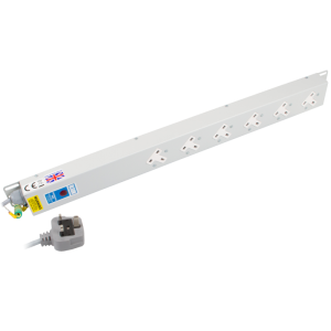 6 Way 13A Sockets Angled Left Neon 13A Plug PDU