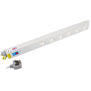 6 Way 13A Sockets Angled Right Neon 13A Plug PDU