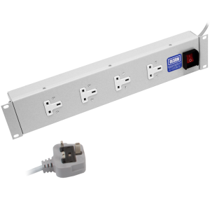 4 Way 19" 2U Horizontal 13A Angled Left 90??? Illuminated Main Switch Rack Mount PDU - Image 1