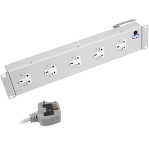 5 Way 19" 2U Horizontal 13A Unswitched Angled Right 90??? Neon Rack Mount PDU - Image 1