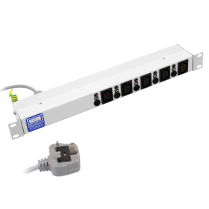 5 Way 19" 1U 10A IEC 60320 C13 Individual Neon & Fused 13A Plug PDU - Image 1