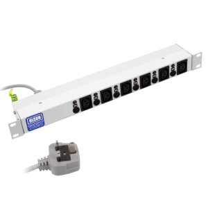 6 Way 19" 1U 10A IEC 60320 C13 Individual Neon & Fused 13A Plug PDU - Image 1