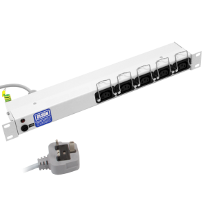 5 Way 19" 1U 10A IEC 60320 C13 Retaining Clips Neon & Fused 13A Plug PDU - Image 1