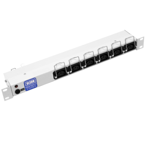 6 Way 19" 1U 10A IEC 60320 C13 Retaining Clips Neon & Fused C14 Inlet PDU - Image 1