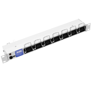 7 Way 19" 1U 10A IEC 60320 C13 Retaining Clips Neon & Fused C14 Inlet PDU - Image 1