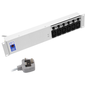 6 Way 19" 2U 10A IEC 60320 C13 Neon Individually Fused PDU - Image 1