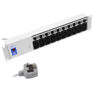 10 Way 19" 2U 10A IEC 60320 C13 Neon Individually Fused PDU - Image 1