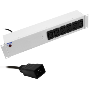 6 Way 2U 19" 16A IEC 60320 C19 Neon C20 Plug PDU - Image 1