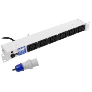 6 Way 19" 1U 16A IEC 60320 C19 Neon & Fused 16A Plug PDU - Image 1