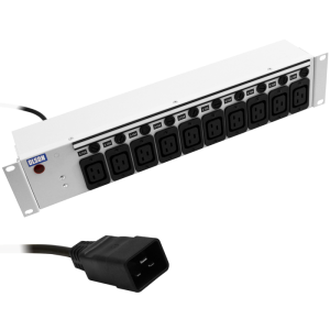 10 Way 2U 19" 16A IEC 60320 C19 Neon Individually Fused C20 Plug PDU