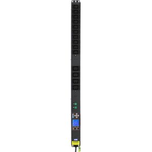 Intelligent 12 Way IEC 60320 C13 10A shuttered sockets & 4 Way IEC 60320 C19 16A Vertical PDU with a 16A IEC 60309 (IEC309 / BS4343 / Commando) plug