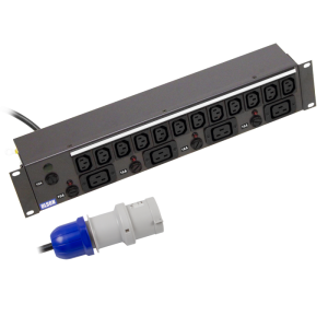 19" 2U 12x 10A IEC 60320 C13 & 4x 16A IEC 60320 C19 Neon & Fused 32A Plug PDU - Image 1