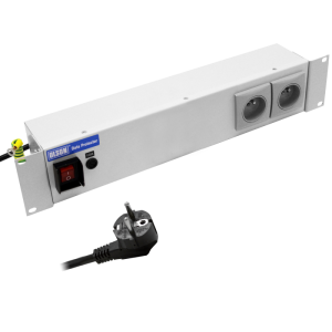 2 Way 19" 2U 10A French / Belgian RF Filtered Surge Protected Fused Main Switch Rack Mount PDU - Image 1