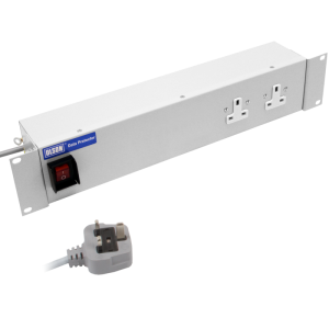 2 Way 19" 2U 10A UK RF Filtered Surge Protected Fused Main Switch Rack Mount PDU - Image 1