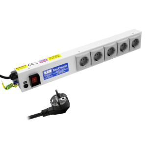 5 Way 10A Schuko RF Filtered Surge Protected Fused Main Switch PDU