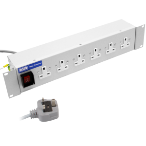 6 Way 19" 2U 10A UK RF Filtered Surge Protected Fused Main Switch Rack Mount PDU - Image 1