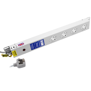 4 Way 13A Sockets Angled Left RF Filtered Surge Protected Neon PDU - Image 1
