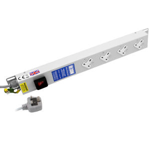 4 Way 13A Sockets Angled Right RF Filtered Surge Protected Illuminated Main Switch PDU - Image 1
