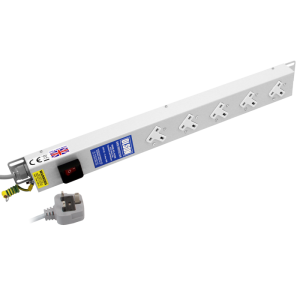 5 Way 13A Sockets Angled Left RF Filtered Surge Protected Illuminated Main Switch PDU - Image 1