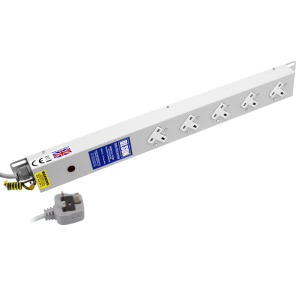 5 Way 13A Sockets Angled Left RF Filtered Surge Protected Neon PDU - Image 1