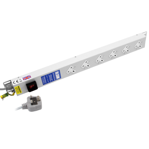 6 Way 13A Sockets Angled Left RF Filtered Surge Protected Illuminated Main Switch PDU - Image 1