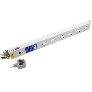6 Way 13A Sockets Angled Left RF Filtered Surge Protected Neon PDU - Image 1