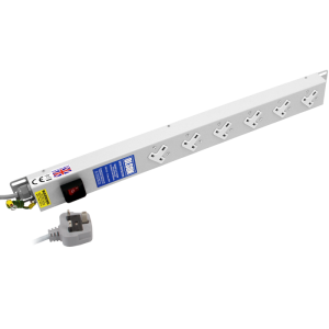 6 Way 13A Sockets Angled Right RF Filtered Surge Protected Illuminated Main Switch PDU - Image 1