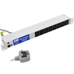 8 Way 19" 1U 10A IEC 60320 C13 RF Filtered Surge Protected Neon Fused 13A Plug PDU - Image 1
