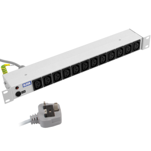 12 Way 19" 1U 10A IEC 60320 C13 RF Filtered Surge Protected Neon Fused 13A Plug PDU - Image 1