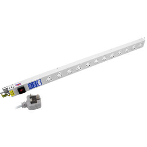 12 Way 13A Sockets Angled Left RF Filtered Surge Protected Illuminated Main Switch PDU - Image 1