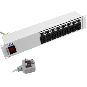 8 Way 19" 2U 10A IEC 60320 C13 RF Filtered Surge Protected Illuminated Main Switch Individually Fused 13A Plug PDU - Image 1