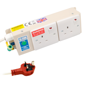 Hospital Grade 2 Way 13A Switched Socket Neon Flat Box PDU