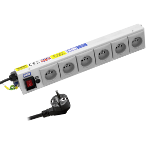 6 Way 10A French / Belgian Fused Illuminated Main Switch PDU - Image 1