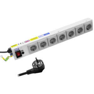 7 Way 10A Schuko Fused Illuminated Main Switch PDU - Image 1