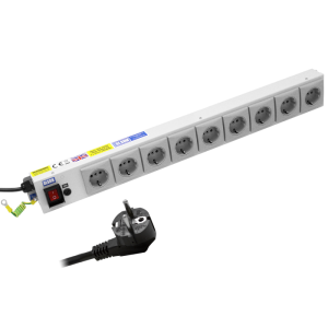 9 Way 10A Schuko Fused Illuminated Main Switch PDU - Image 1