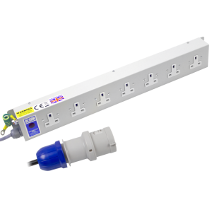 7 Way 13A Unswitched Socket Neon 32A Plug PDU - Image 1