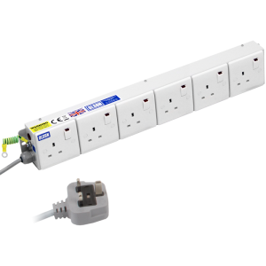 6 Way 13A Switched Socket Neon Flat 13A Plug Portable PDU - Image 1