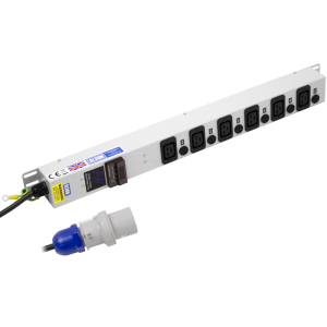 6 Way Power Metered 16A IEC 60320 C19 Unswitched Individually Fused Neon 16A Plug PDU - Image 1