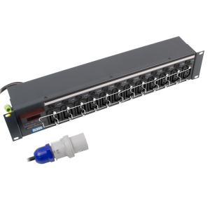 12 Way 19" 2U 10A Power Metered IEC 60320 C13 Individually Fused Retaining Clips 16A Plug PDU - Image 1