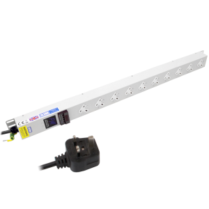 10 Way 13A Power Metered Sockets Angled Left 13A Plug PDU