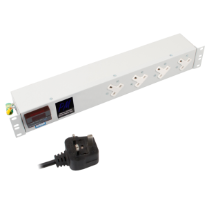 4 Way 19" 1.5U 13A Unswitched Power Metered 13A Plug PDU - Image 1