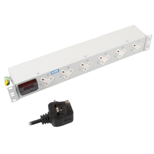 6 Way 19" 1.5U 13A Unswitched Power Metered 13A Plug PDU