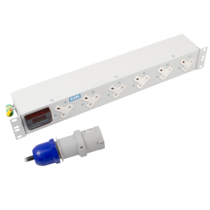 6 Way 19" 1.5U 13A Unswitched Power Metered 32A Plug PDU