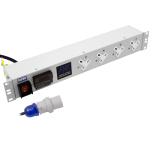 4 Way 19" 1.5U 13A Power Metered Illuminated Main Switch 16A Plug PDU - Image 1