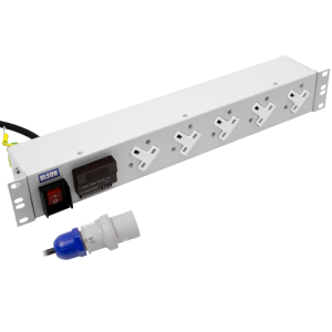 5 Way 19" 1.5U 13A Power Metered Illuminated Main Switch 16A Plug PDU - Image 1
