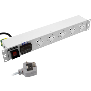 5 Way 19" 1.5U 13A Power Metered Illuminated Main Switch Sequential Start 13A Plug PDU - Image 1