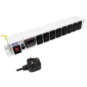 8 Way 1.5U 19" Power Metered 16A IEC 60320 C19 Main Switch Fused PDU - Image 1