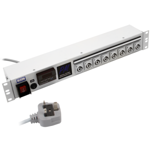 8 Way 19" 1.5U 20A Neutrik Powercon Fused Main Switch Power Metered PDU