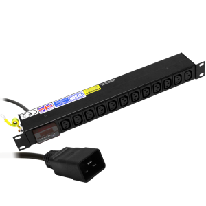 12 Way 19" 1U Power Metered 10A IEC 60320 C13 Sockets C20 Plug Rack Mount PDU - Image 1